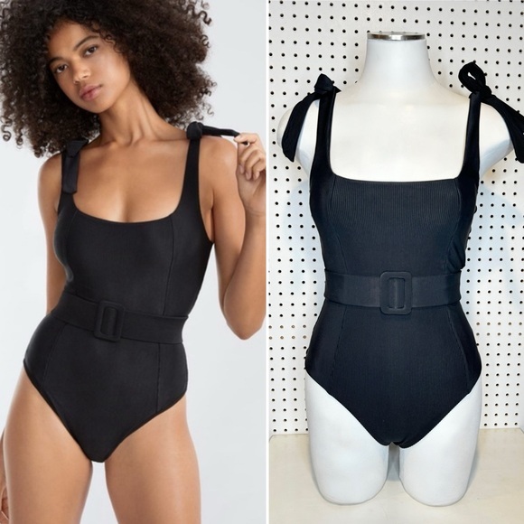 BEACH RIOT | Sydney Solid Belted One-Piece in Black Sz. S - Picture 1 of 12